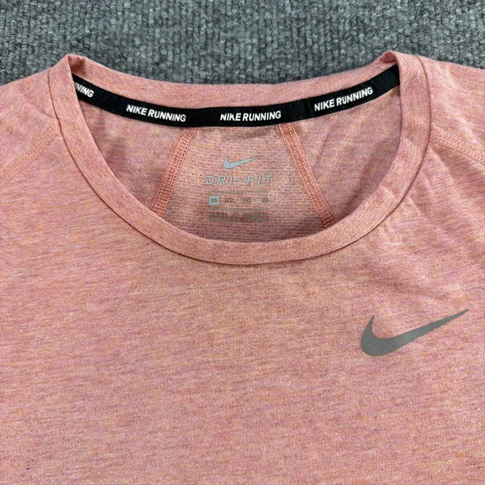 Nike Running Dri-FIT Shirt Womens XS Pink Heathered Running Training Workout Top